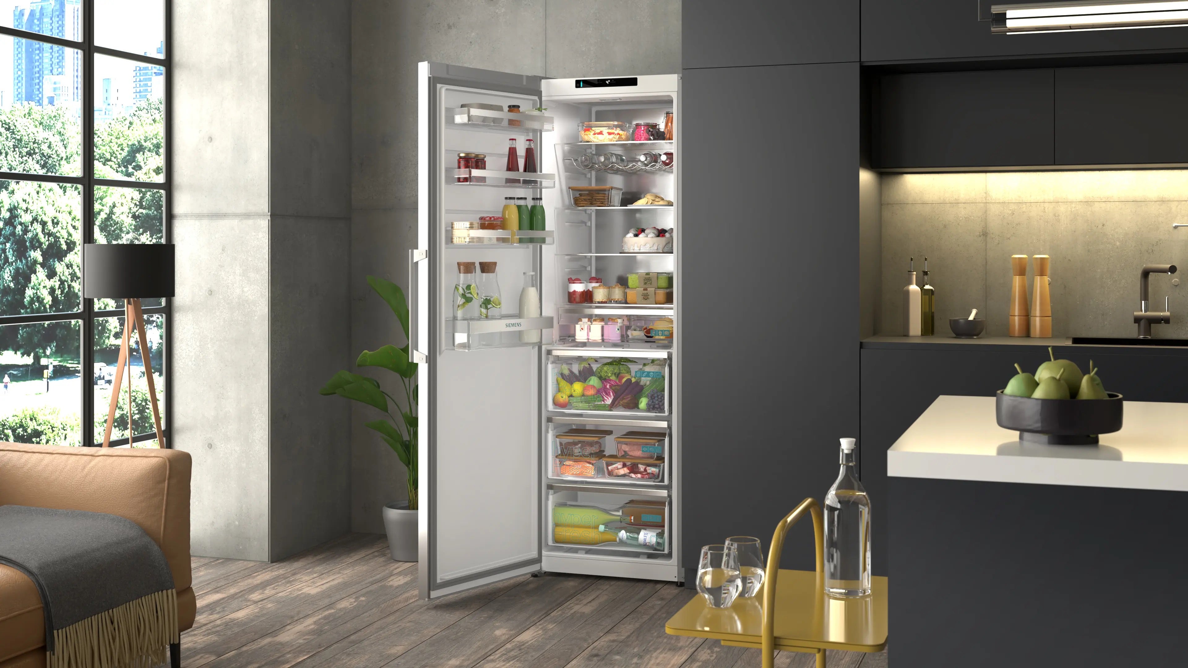 Siemens iQ300 Free-standing fridge 186.2 x 59.5 cm Inox - KS36NVICGG