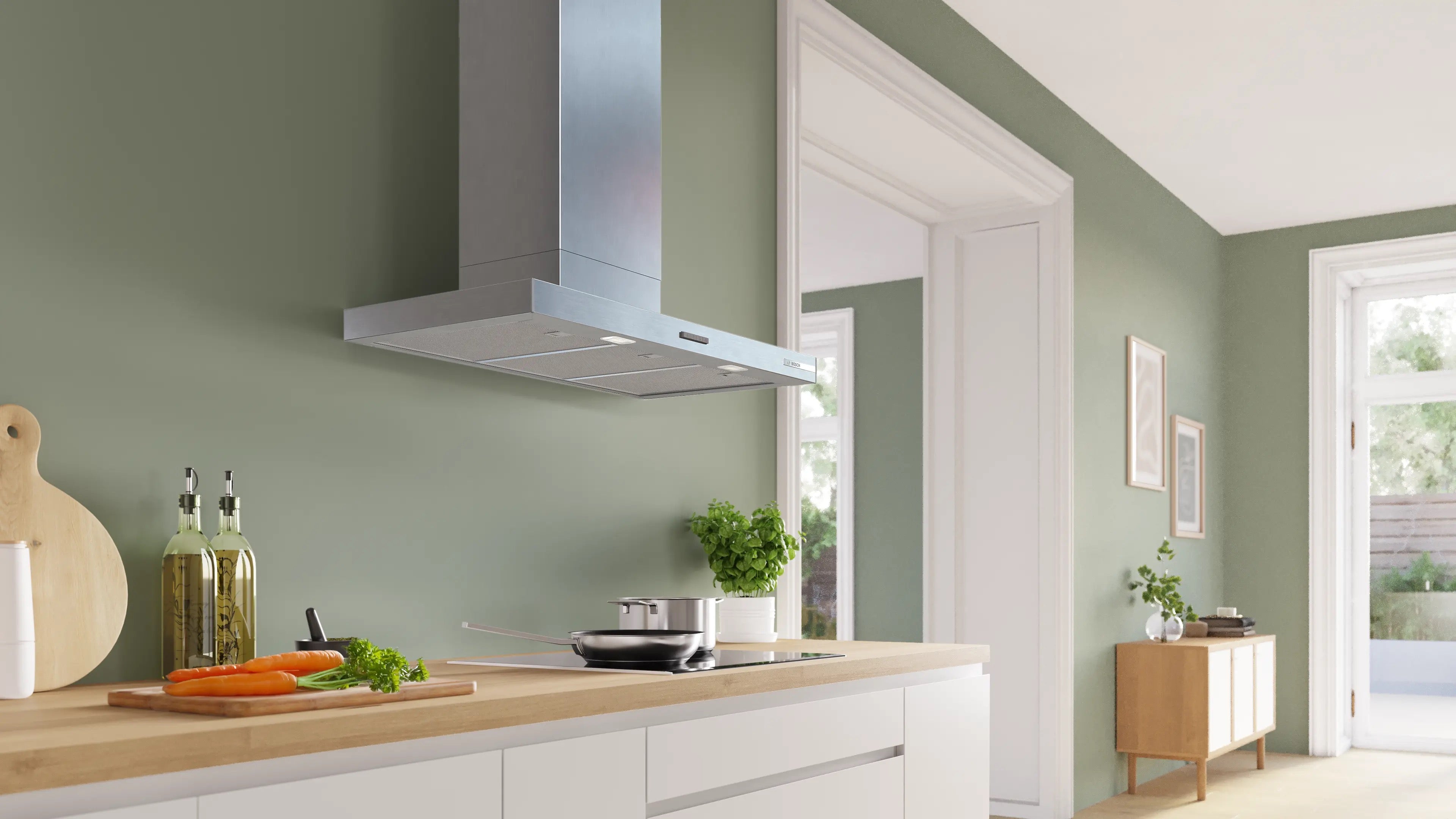 Bosch Series 4 Wall-mounted cooker hood 90 cm Stainless steel look - DWB95CC30B