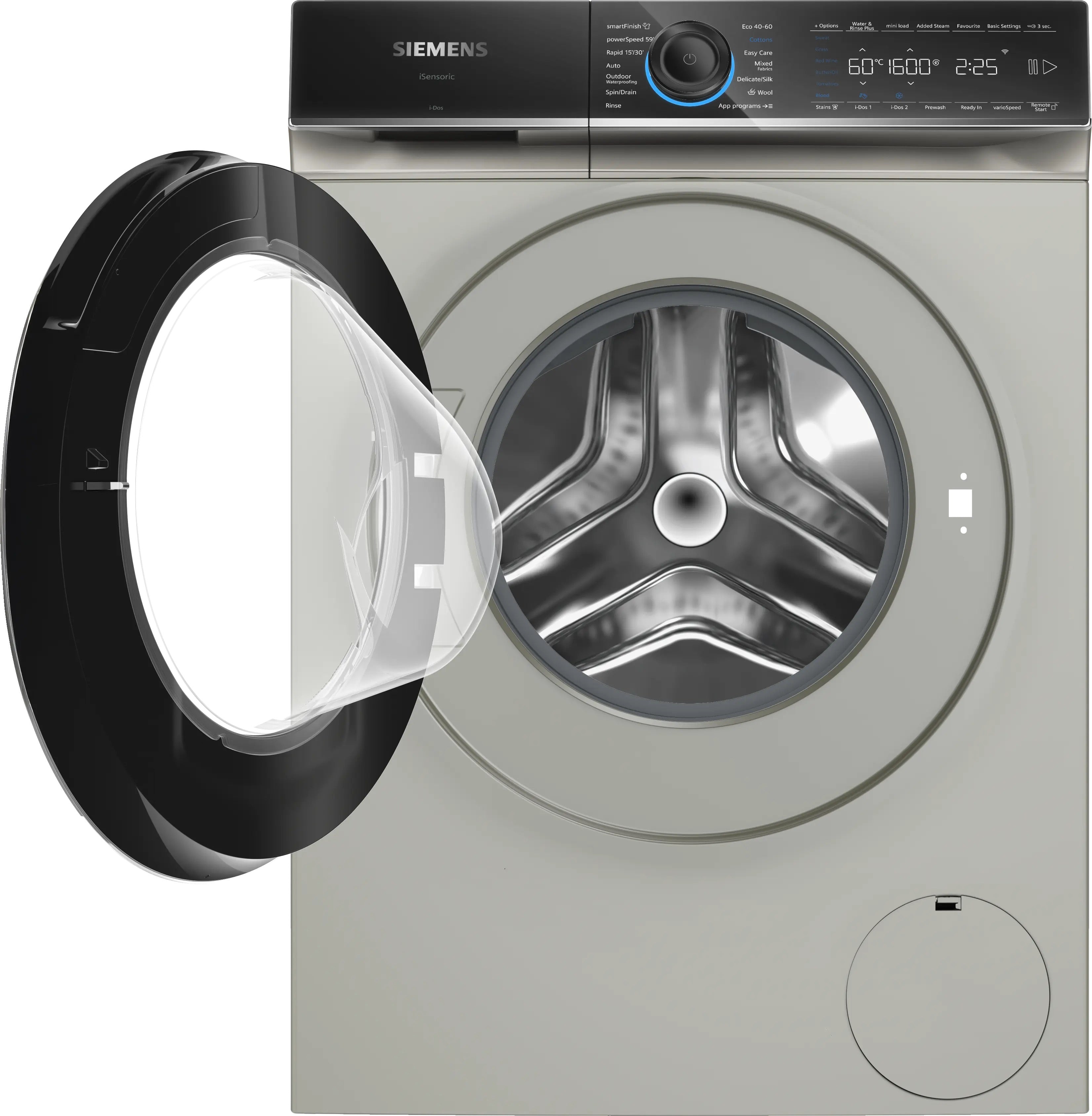 Siemens iQ700 Washing machine, front loader 11 kg max. 1600 rpm, Silver inox - WG66B2AXGB