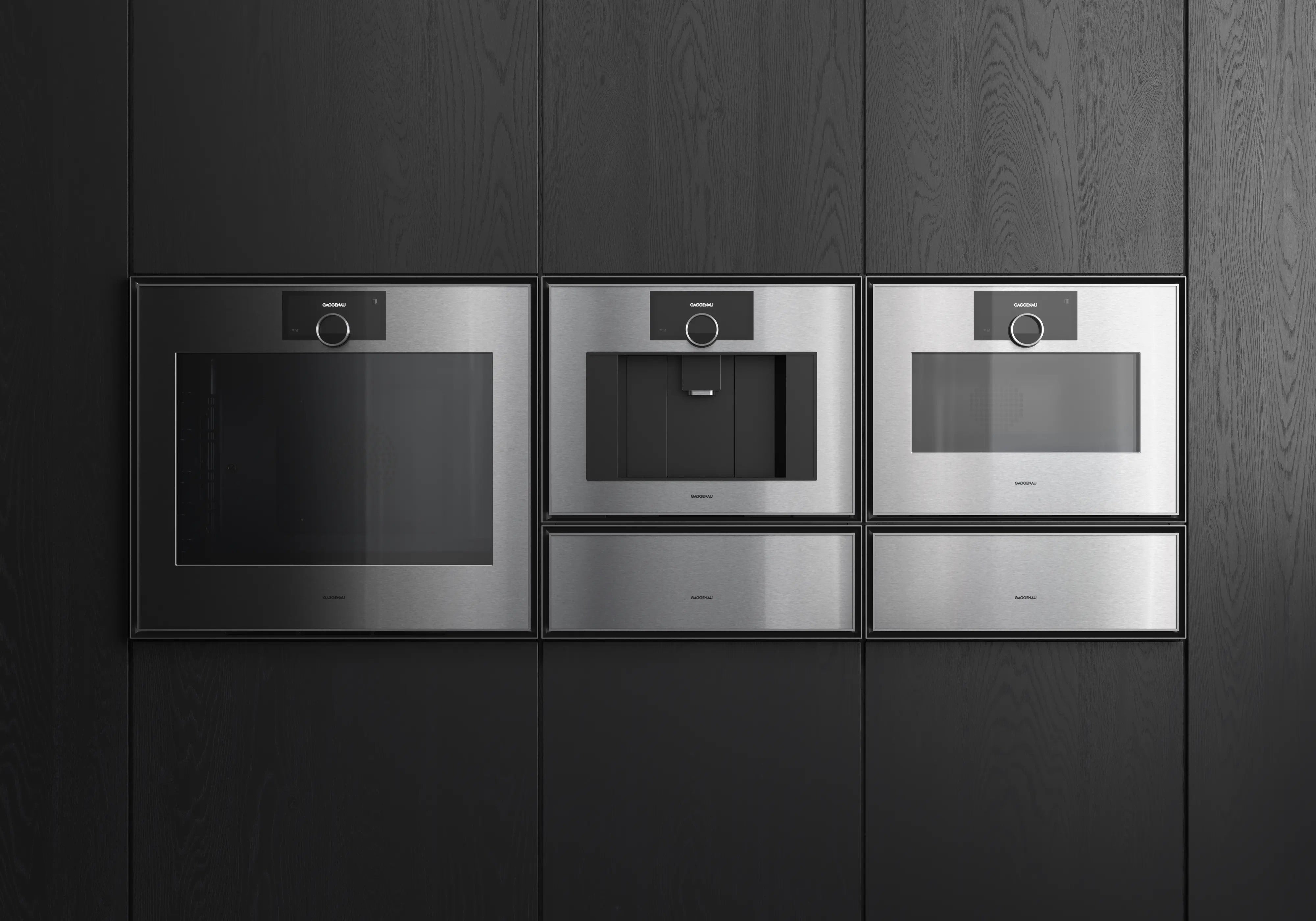 Gaggenau Expressive series fully automatic coffee machine 60 x 45 cm stainless steel behind smoked glass