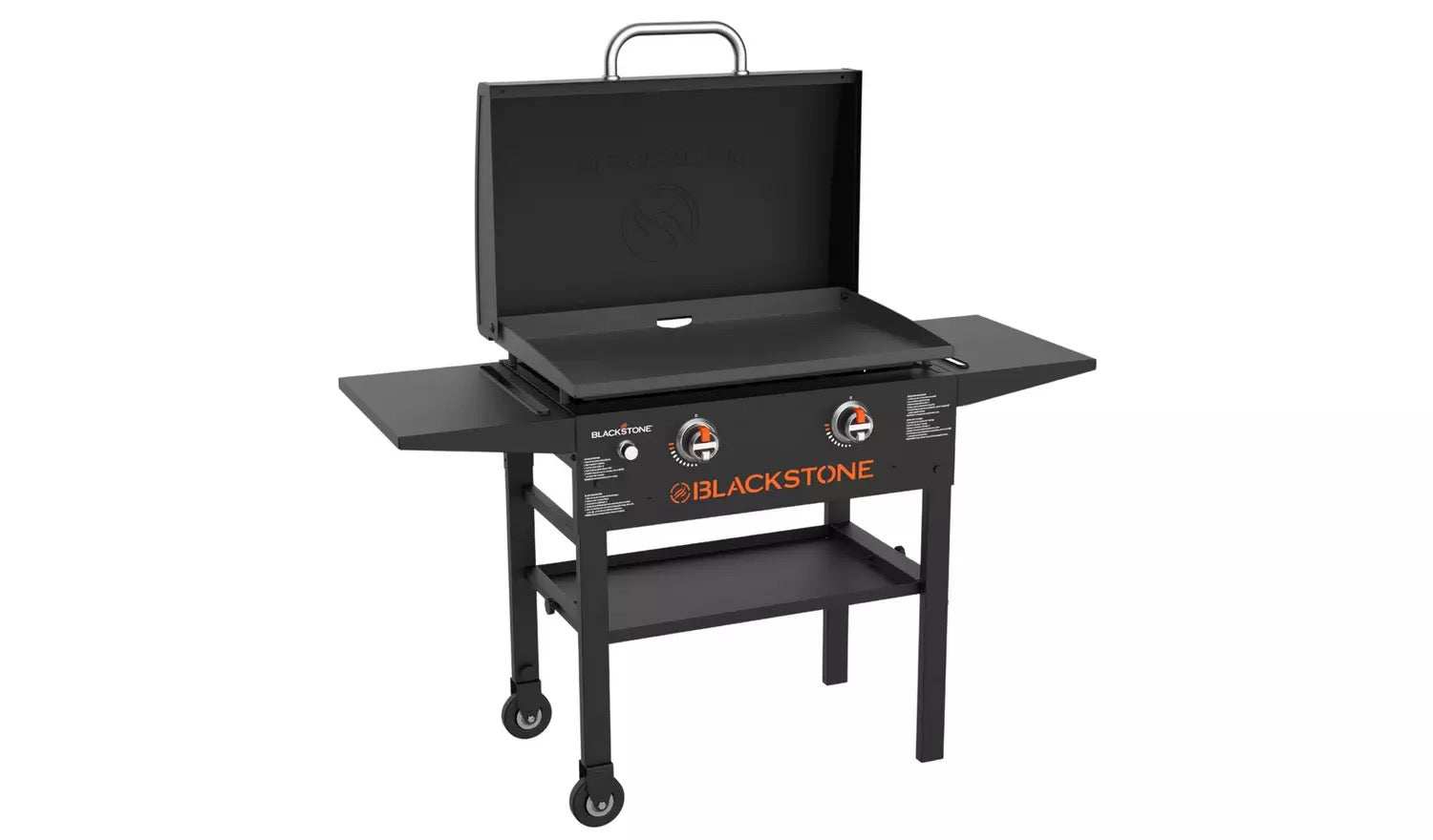Blackstone 28 Inch Iron Forged Blackout Gas Griddle Cooking Station With Hood