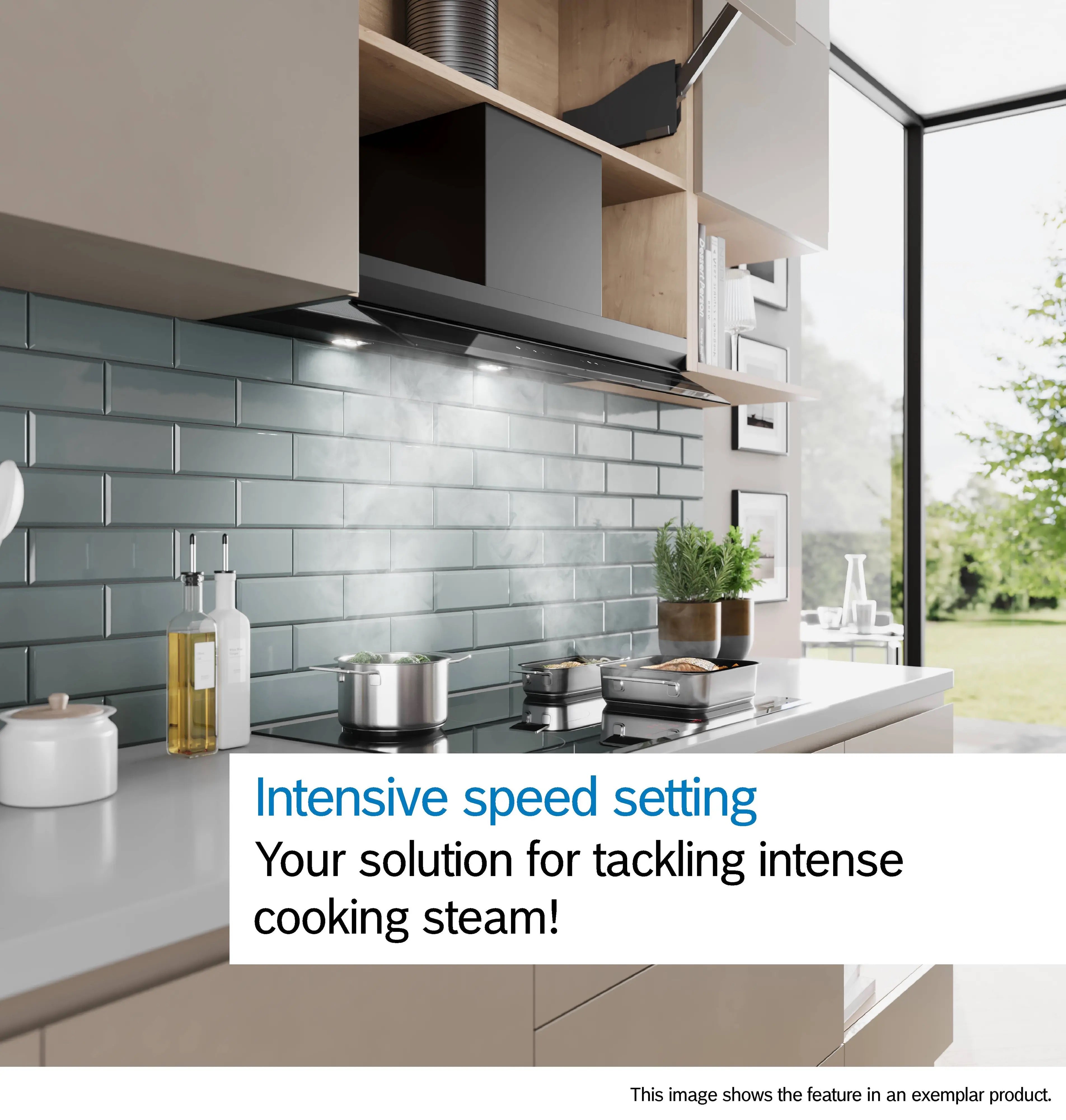 Bosch Series 6 Integrated Design Hood 90 cm clear glass black printed, Matt black - DBB97DP60B