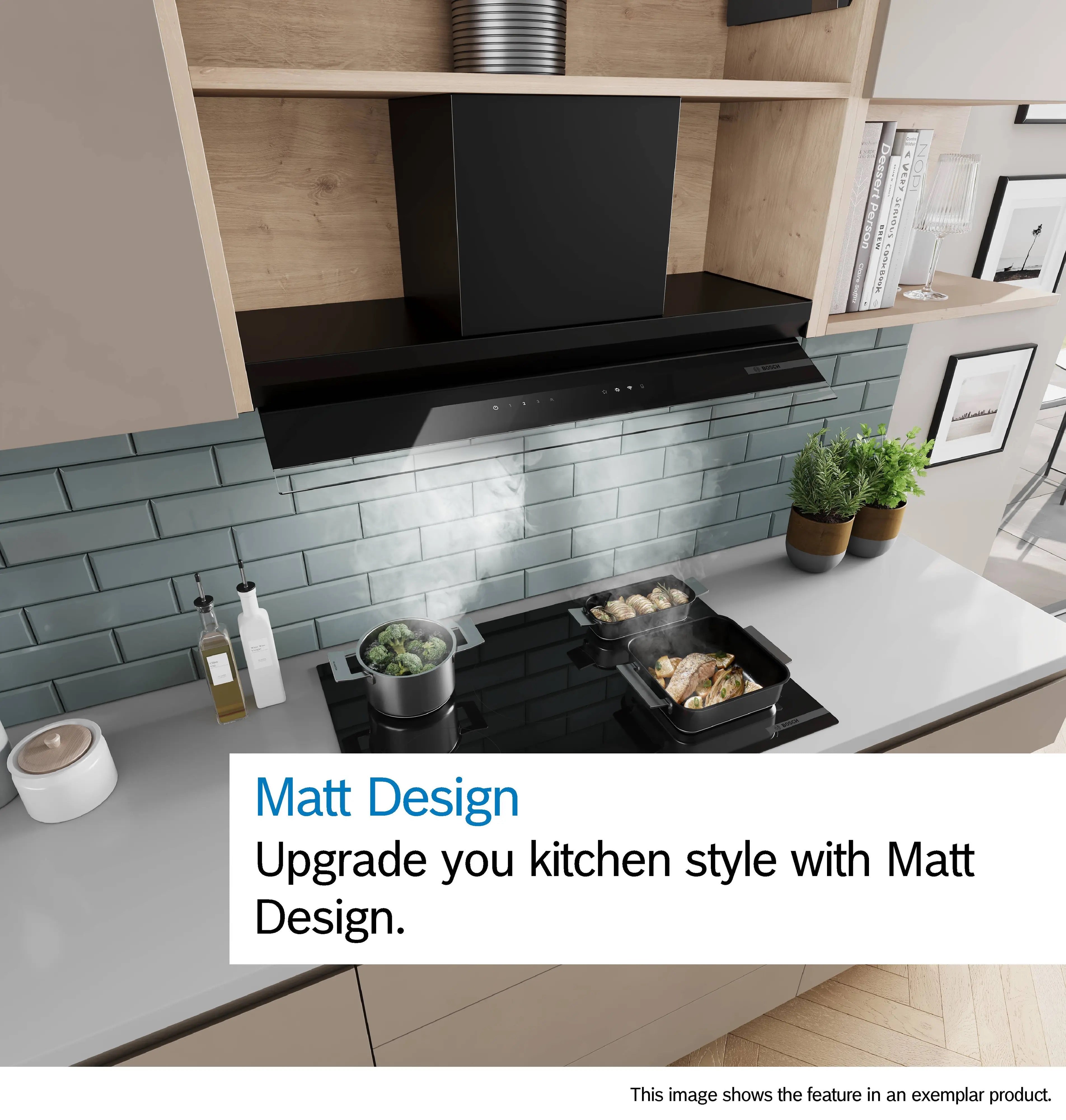 Bosch Series 4 Integrated Design Hood 80 cm clear glass, Matt black - DBB85CC60B