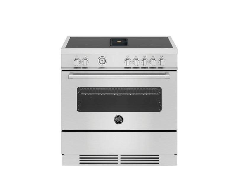Bertazzoni Master Series 90cm Air-Tec cooker with induction top and integrated hood