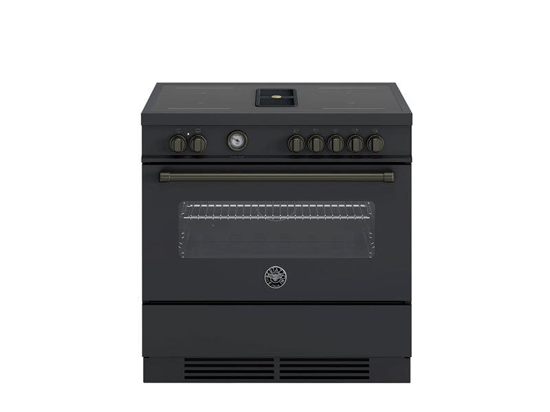 Bertazzoni Master Series 90cm Air-Tec cooker with induction top and integrated hood