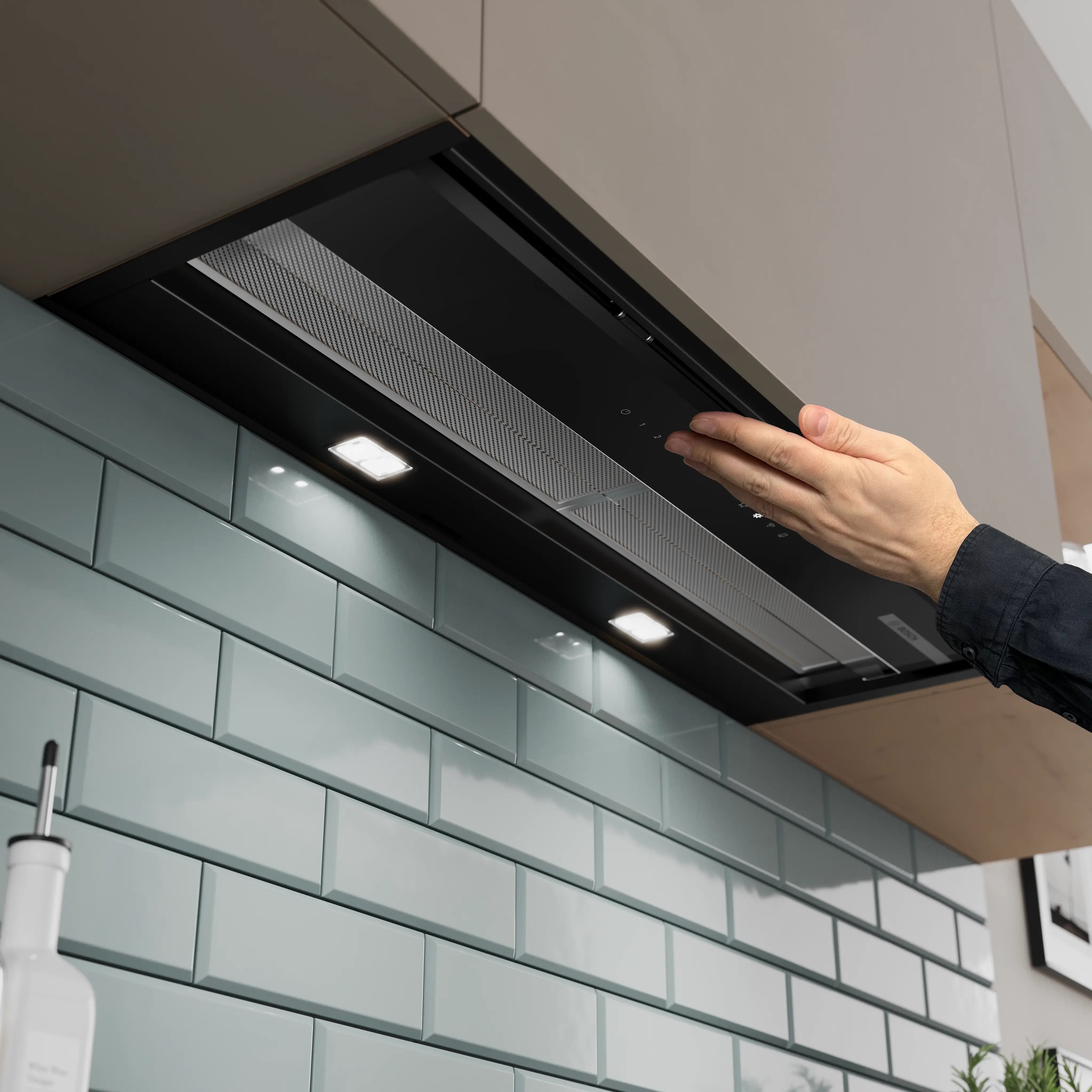 Bosch Series 6 Integrated Design Hood 90 cm clear glass black printed, Matt black - DBB97DP60B