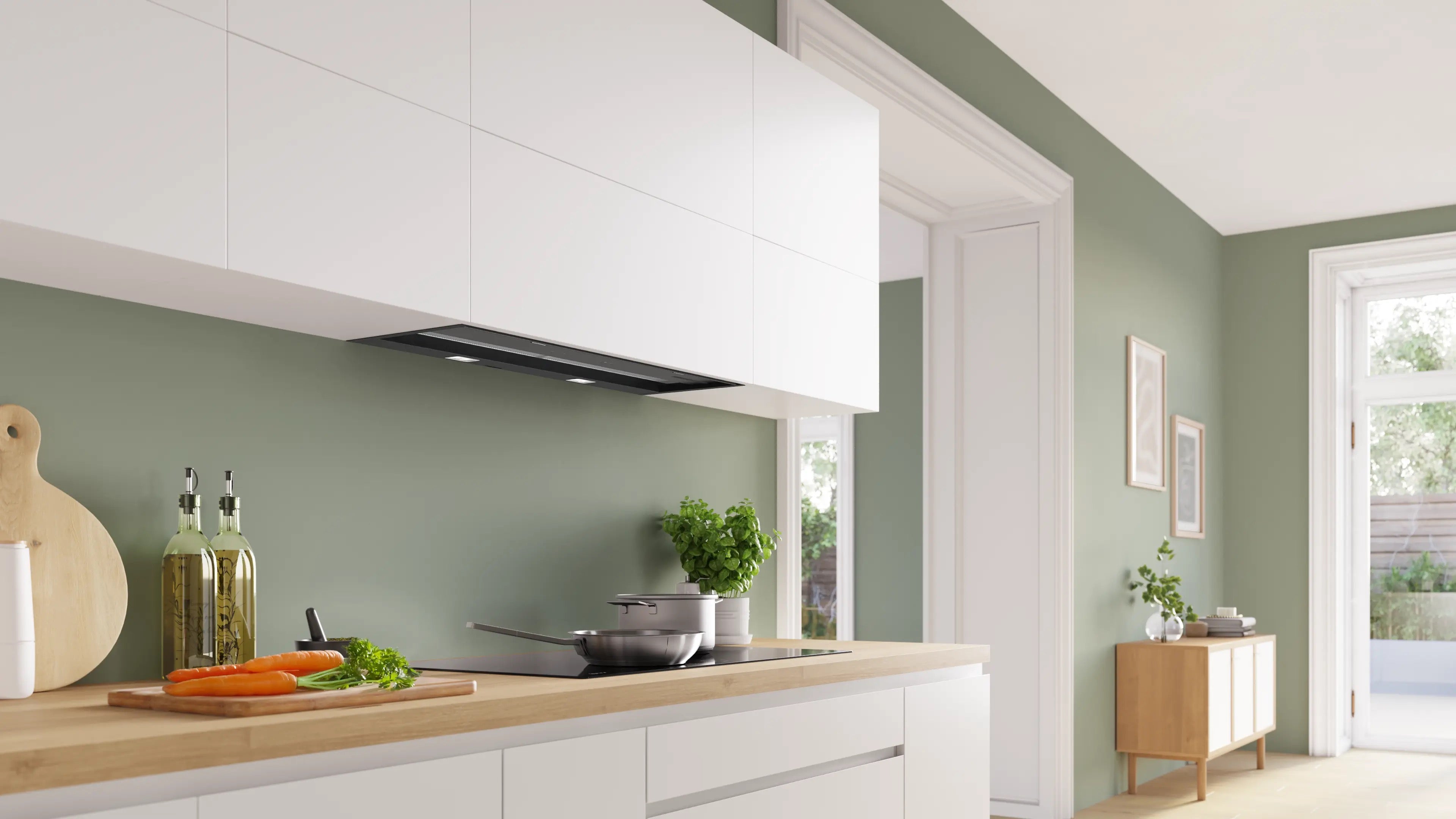 Bosch Series 6 Integrated Design Hood 90 cm clear glass black printed, Matt black - DBB97DP60B