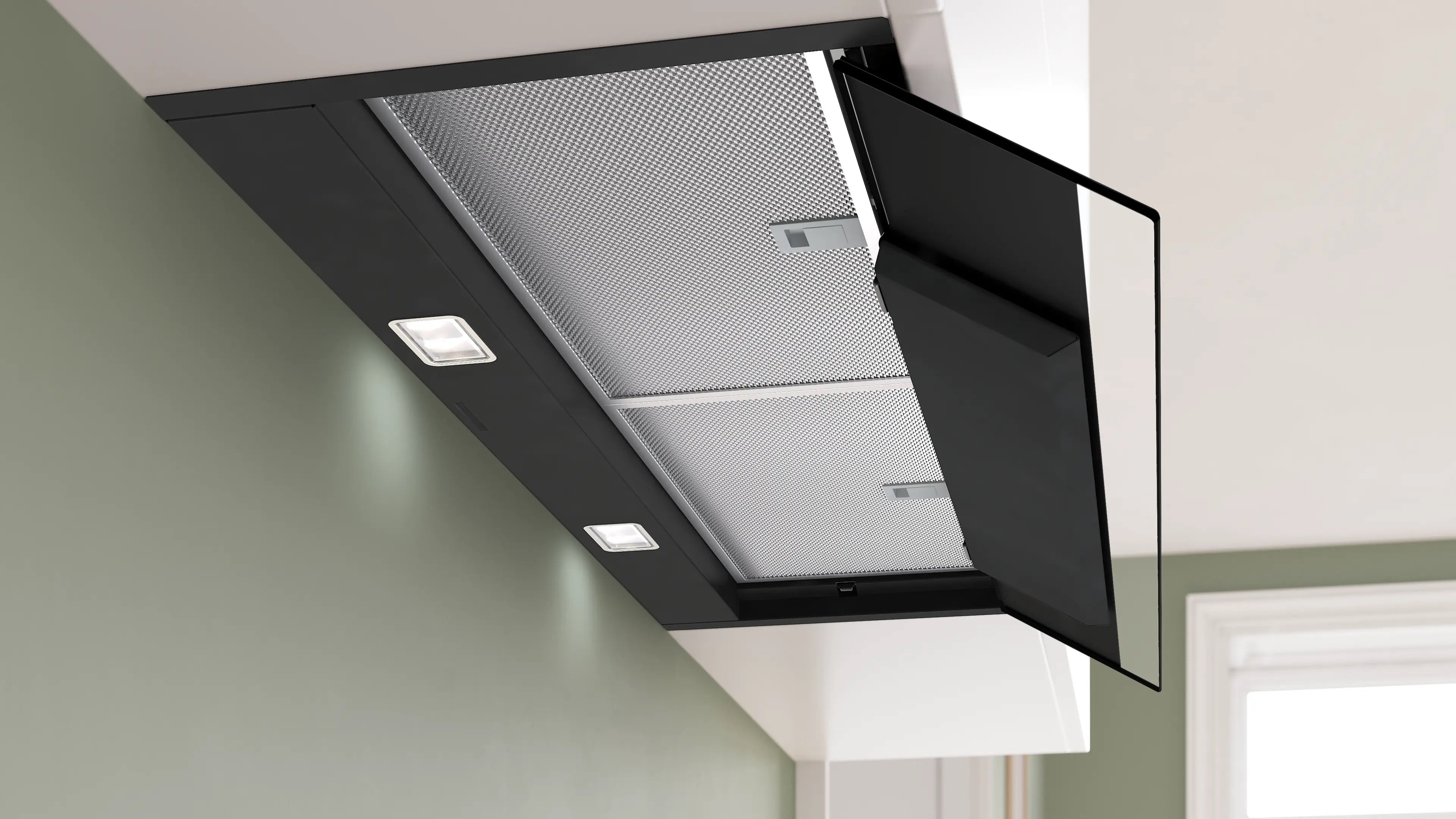 Bosch Series 6 Integrated Design Hood 90 cm clear glass black printed, Matt black - DBB97DP60B