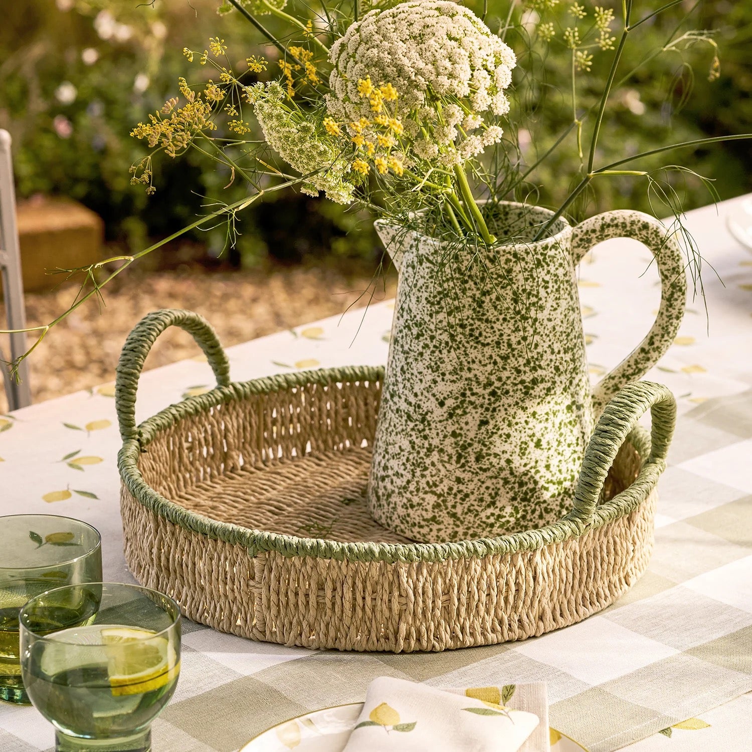 Sophie Allport Round Green Edge Tray
