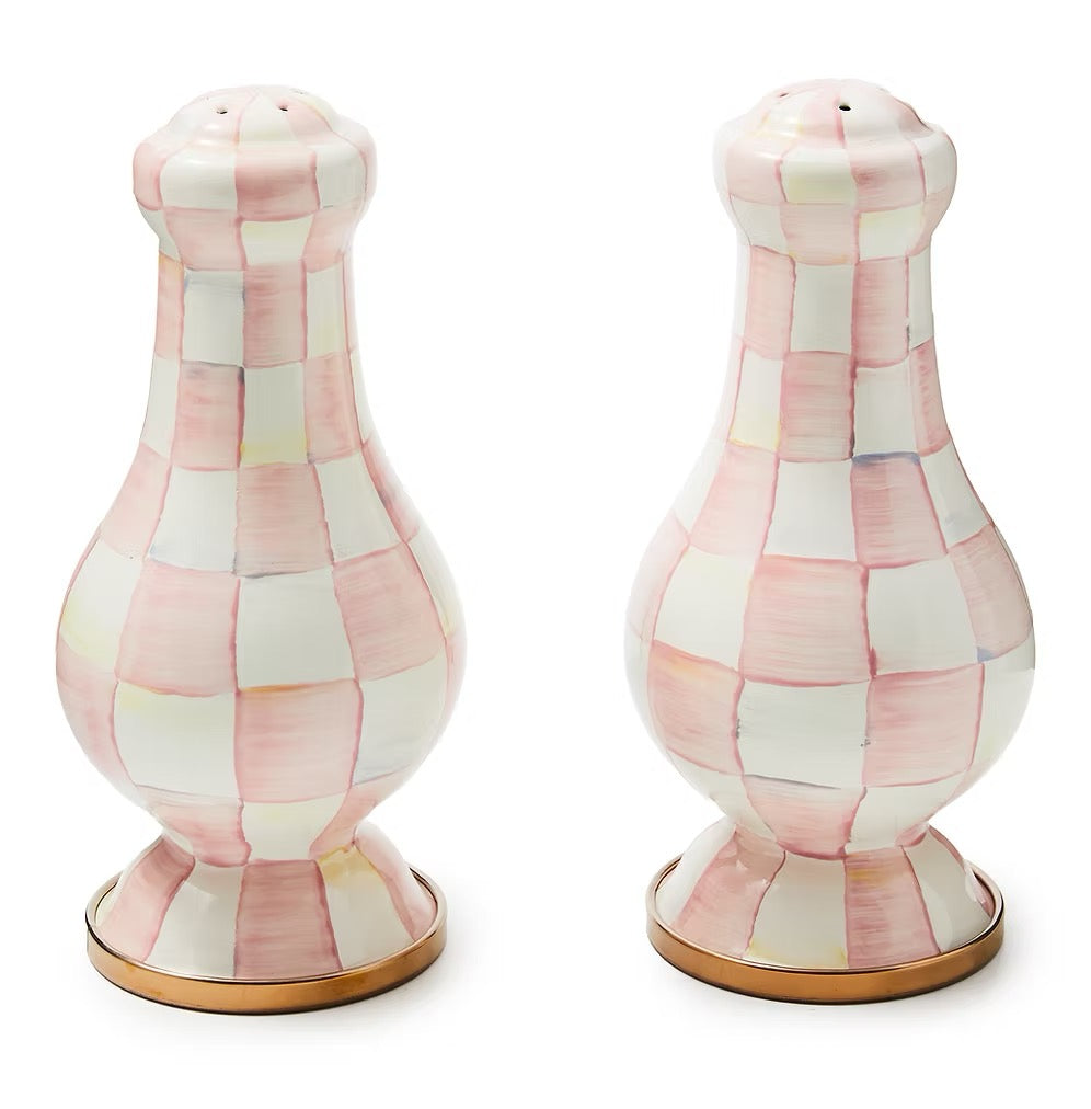 Mackenzie-Childs Rosy Check Large Salt & Pepper Shakers