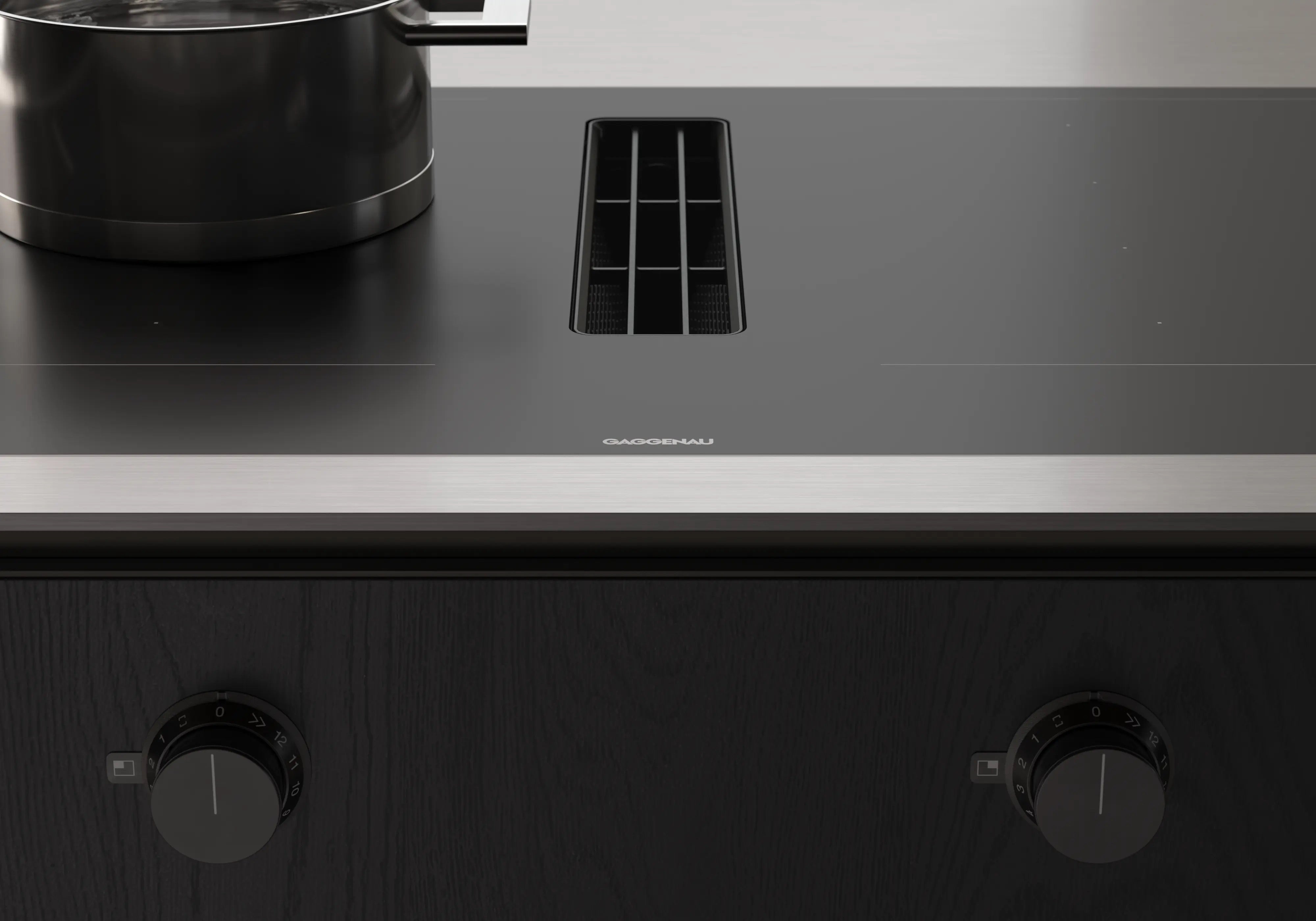 Gaggenau 400 series Flex induction cooktop with integrated ventilation system 90 cm matte finish