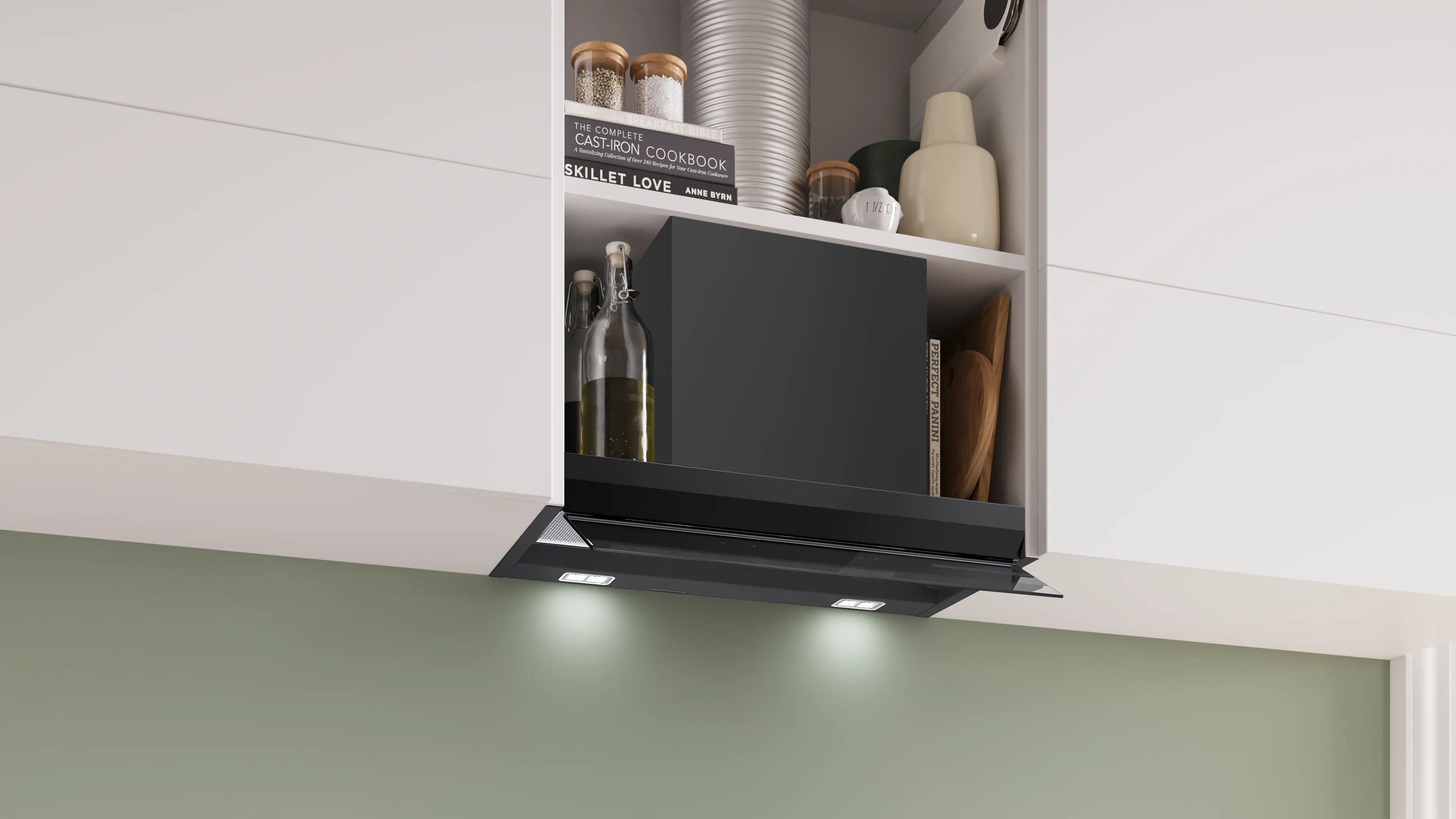 Bosch Series 6 Integrated Design Hood 60 cm clear glass black printed, Matt black - DBB67DP60B