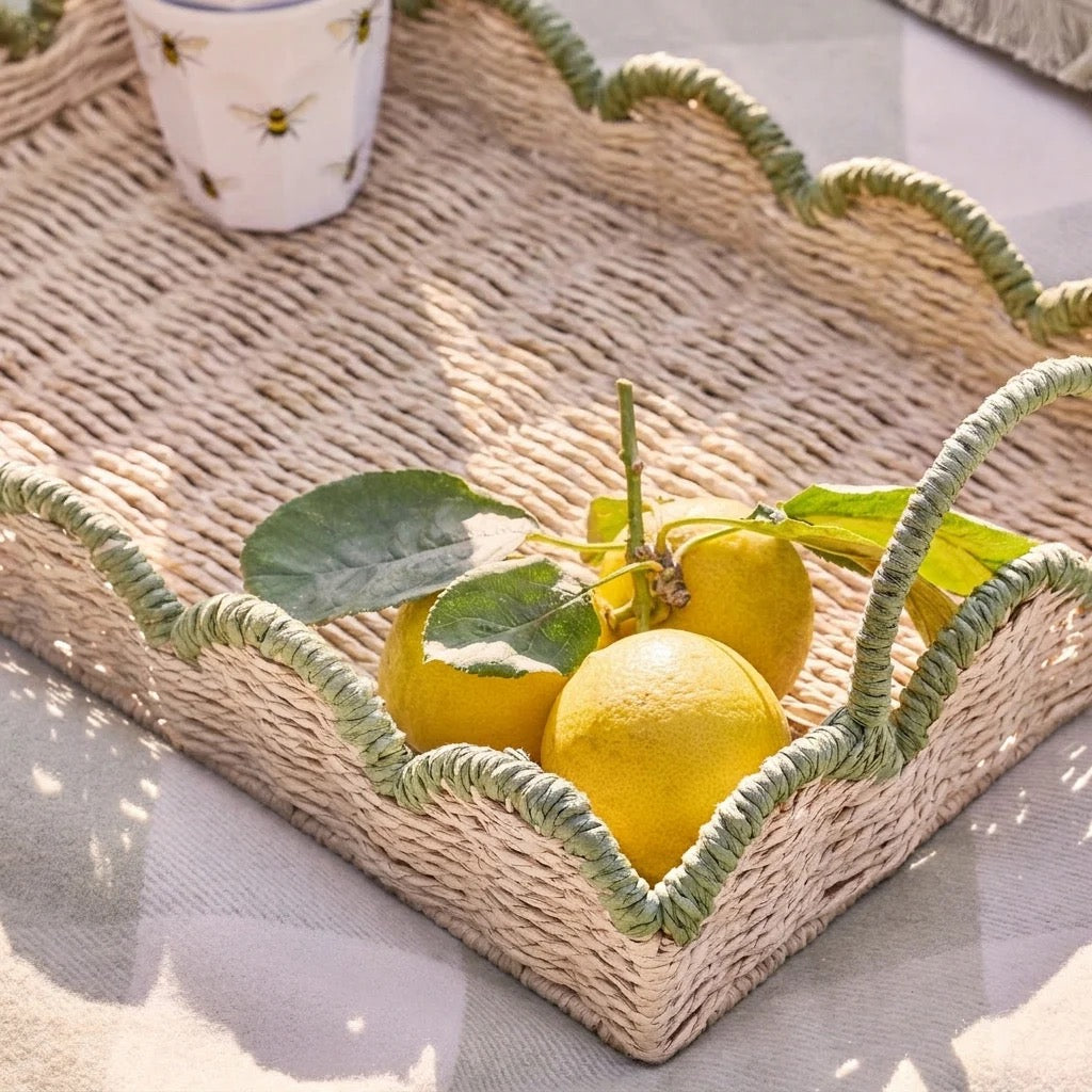 Sophie Allport Scalloped Green Edge Tray