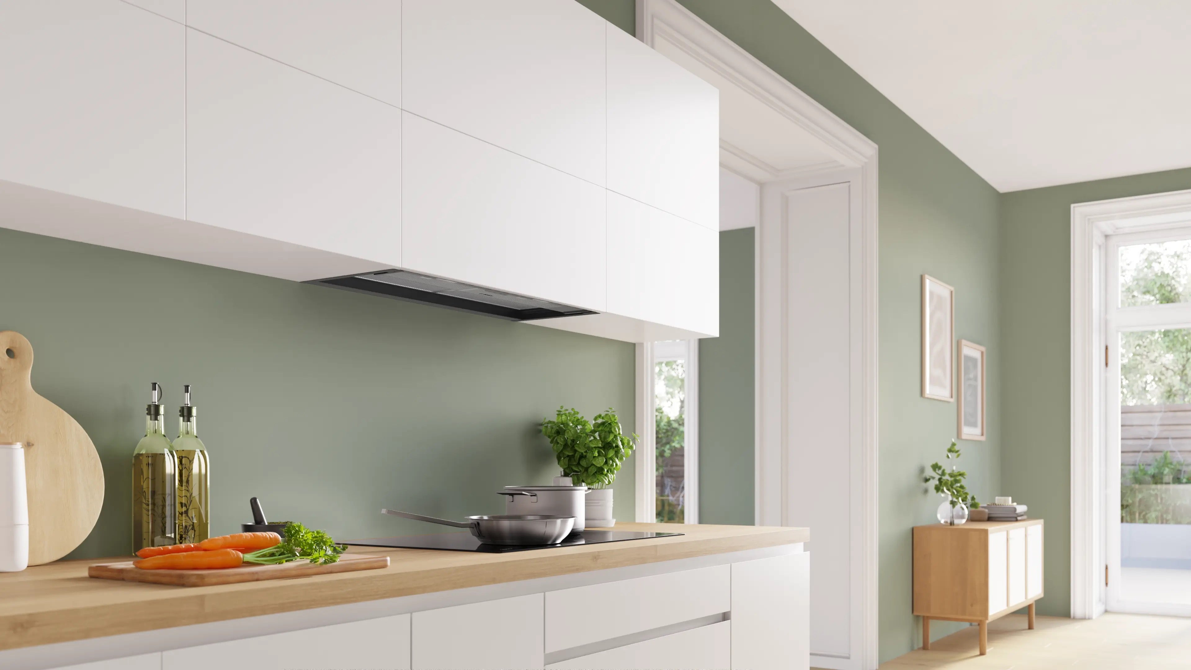 Bosch Series 4 Integrated Design Hood 80 cm clear glass, Matt black - DBB85CC60B