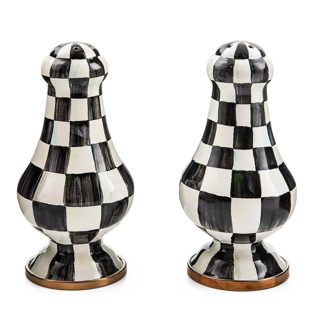 Mackenzie-Childs Courtly Check Enamel Large Salt & Pepper Shakers