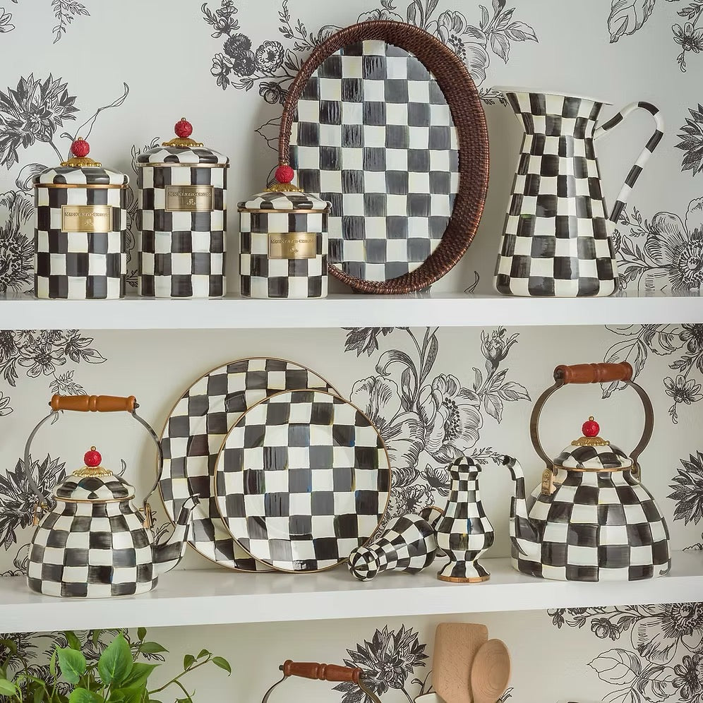 Mackenzie-Childs Courtly Check Enamel Large Salt & Pepper Shakers
