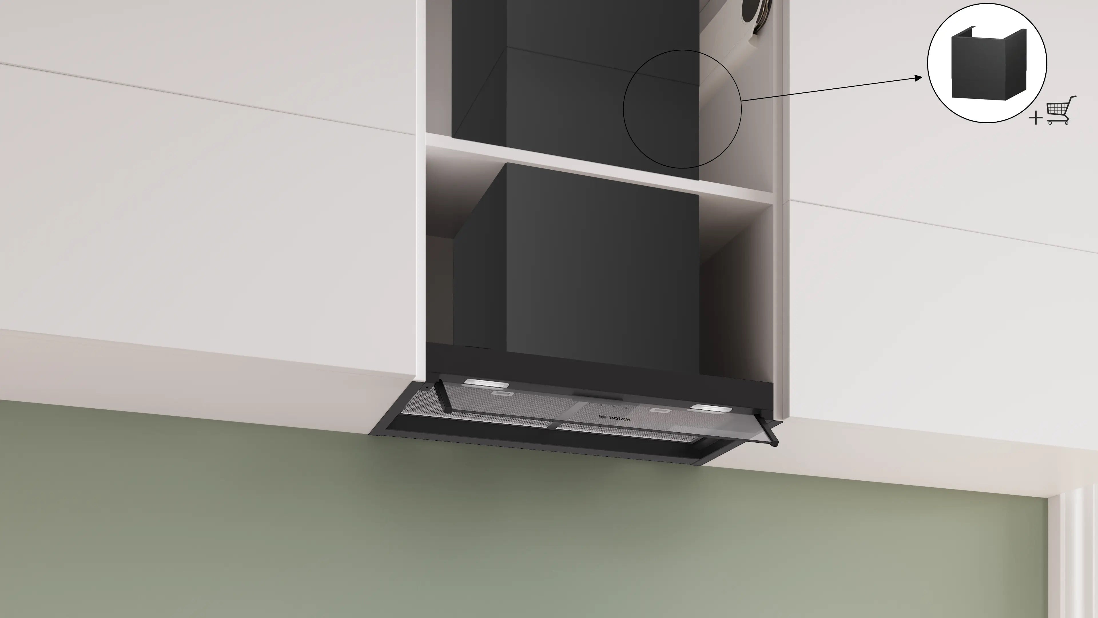 Bosch Series 4 Integrated Design Hood 60 cm clear glass, Matt black - DBB65CC60B