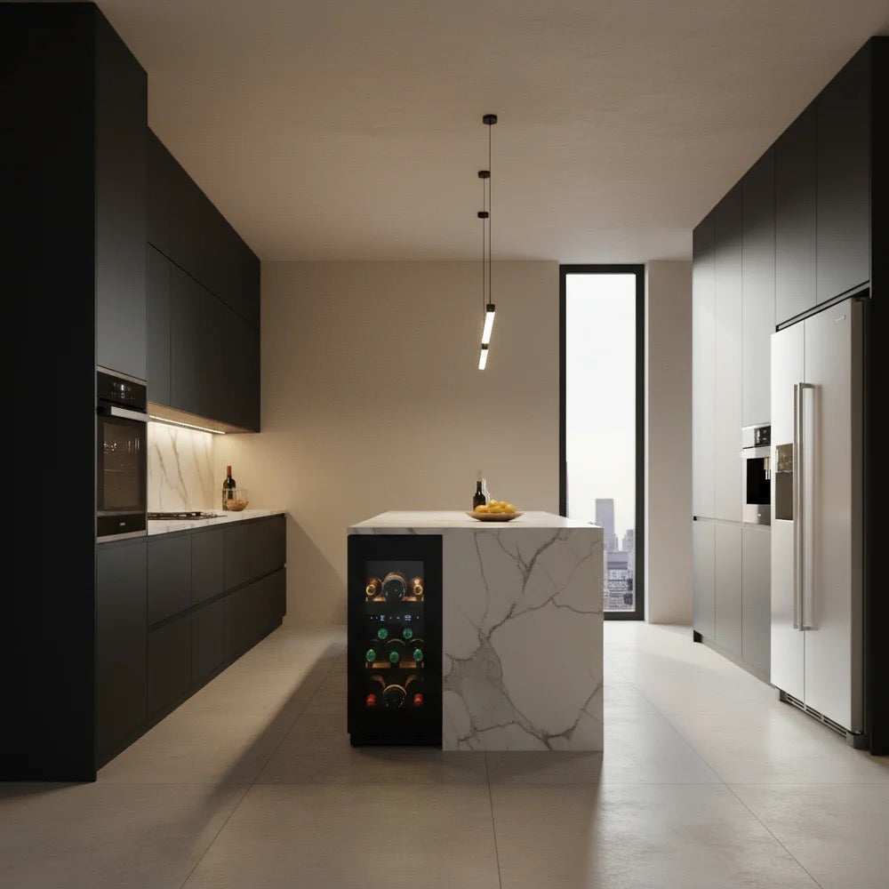 CELLA - 30cm - Handleless Undercounter Wine Cooler - Dual zone - TFT-W18B-TO