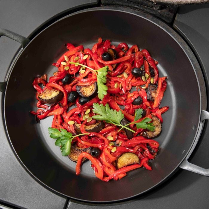 AGA black iron serving pan two handles 32cm