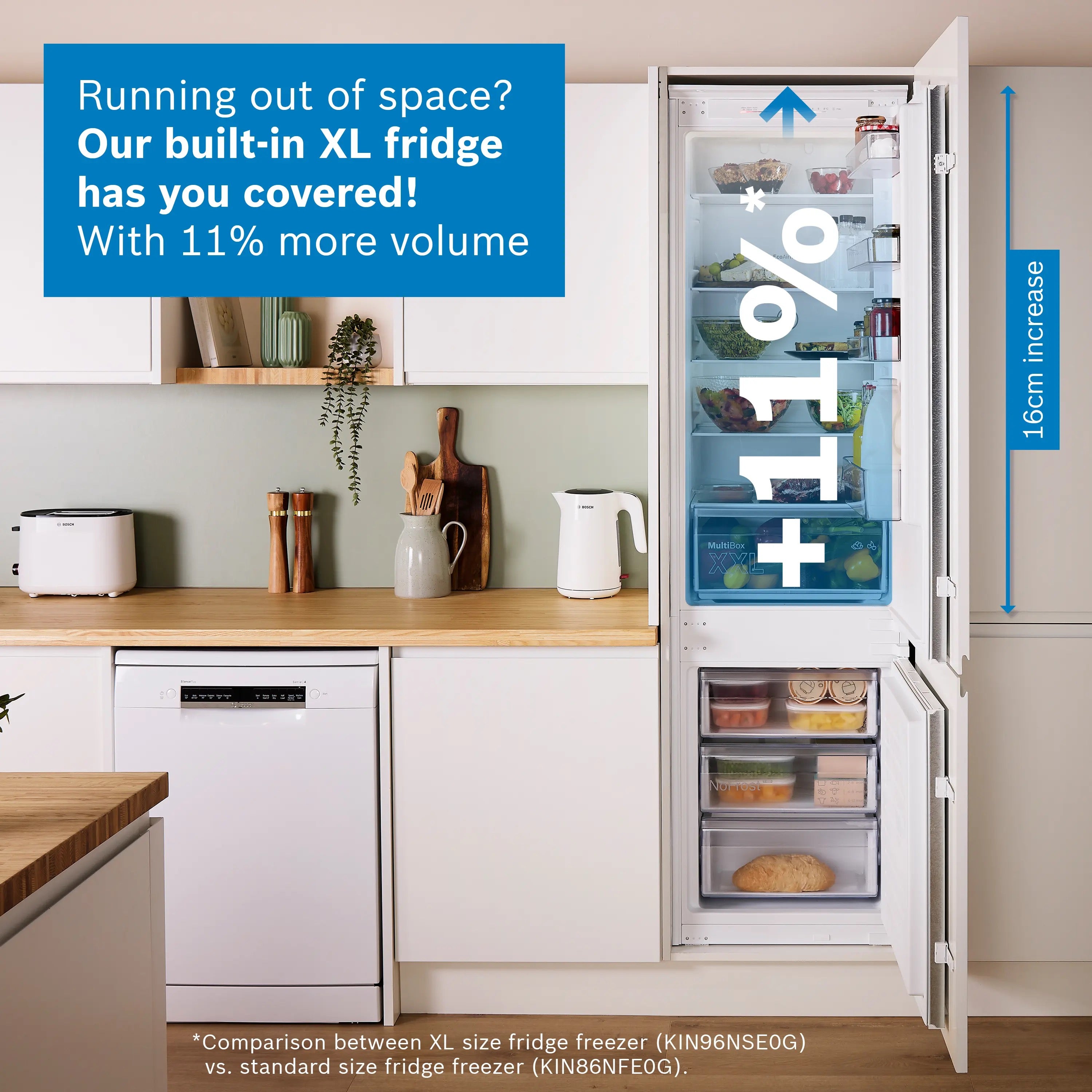 Bosch Series 2 Built-in fridge-freezer with freezer at bottom 193.5 x 54.1 cm - KIN96NSE0G