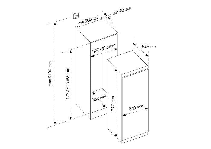 Bertazzoni Master Series 60cm Single Door Refrigerator