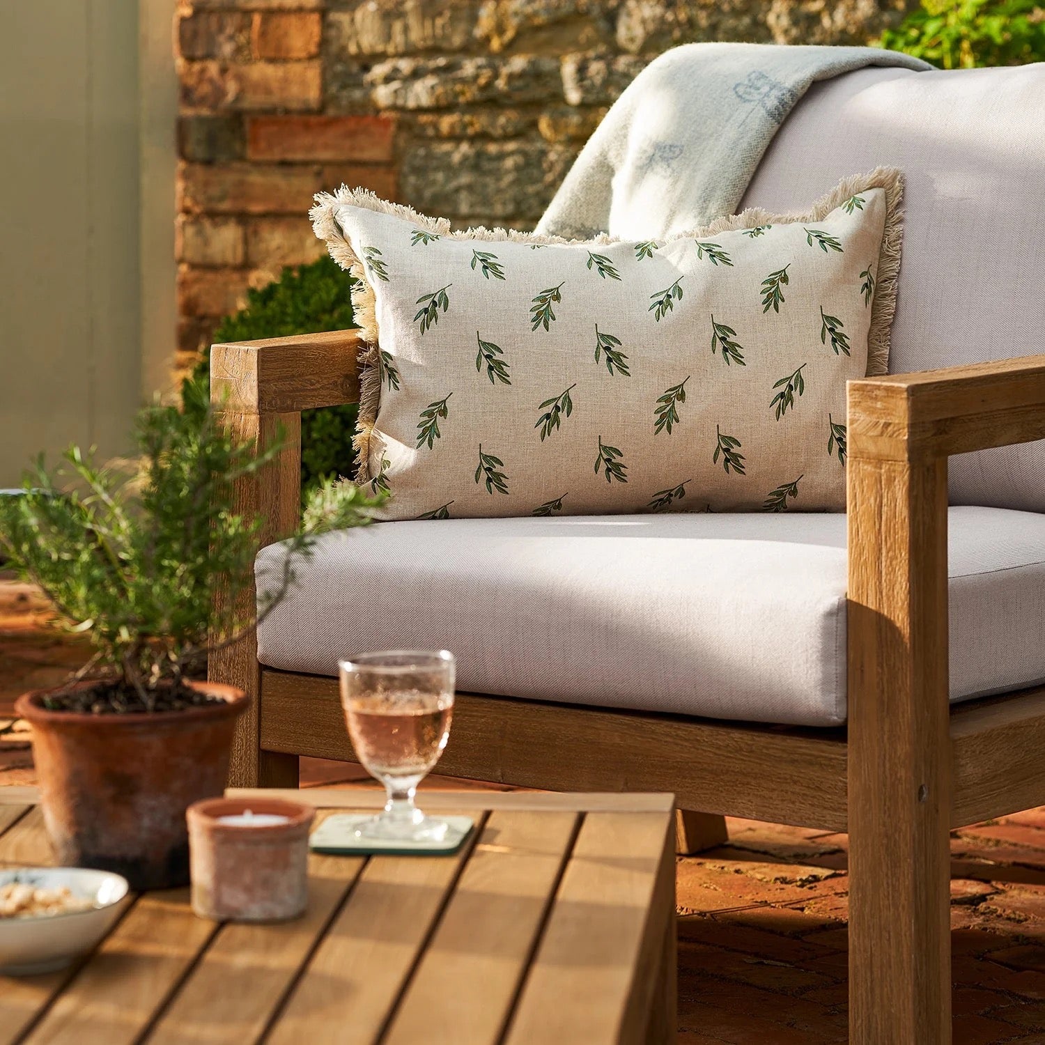 Sophie Allport Olive Linen Cushion - Rectangular