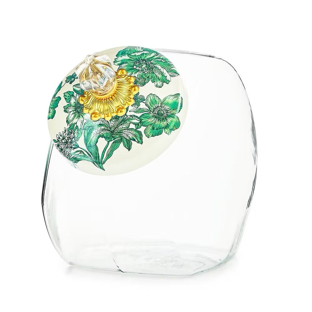 Mackenzie-Childs Cookie Jar With Emerald English Garden Lid