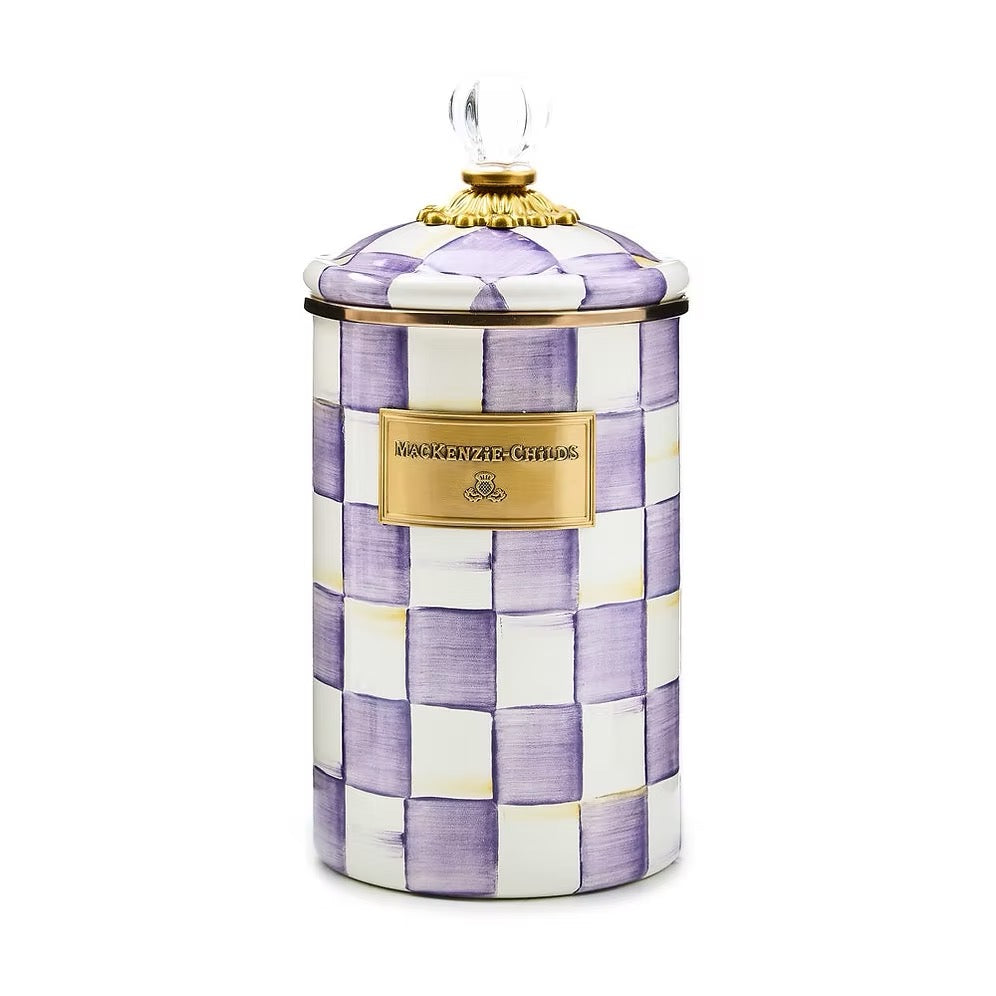 Mackenzie-Childs Violet Check Large Canister
