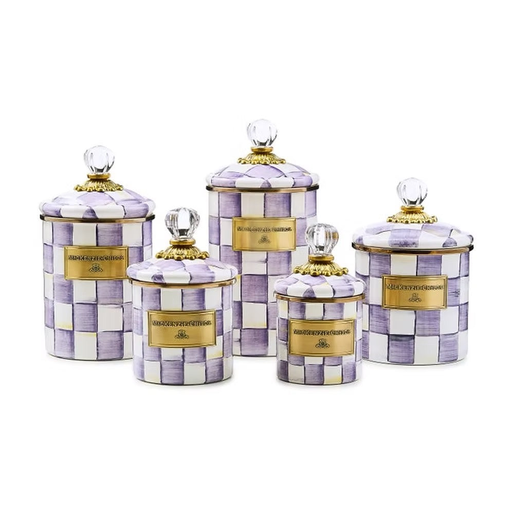 Mackenzie-Childs Violet Check Large Canister