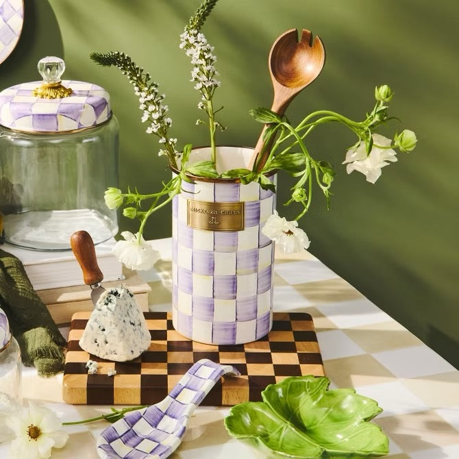 Mackenzie-Childs Violet Check Utensil Holder