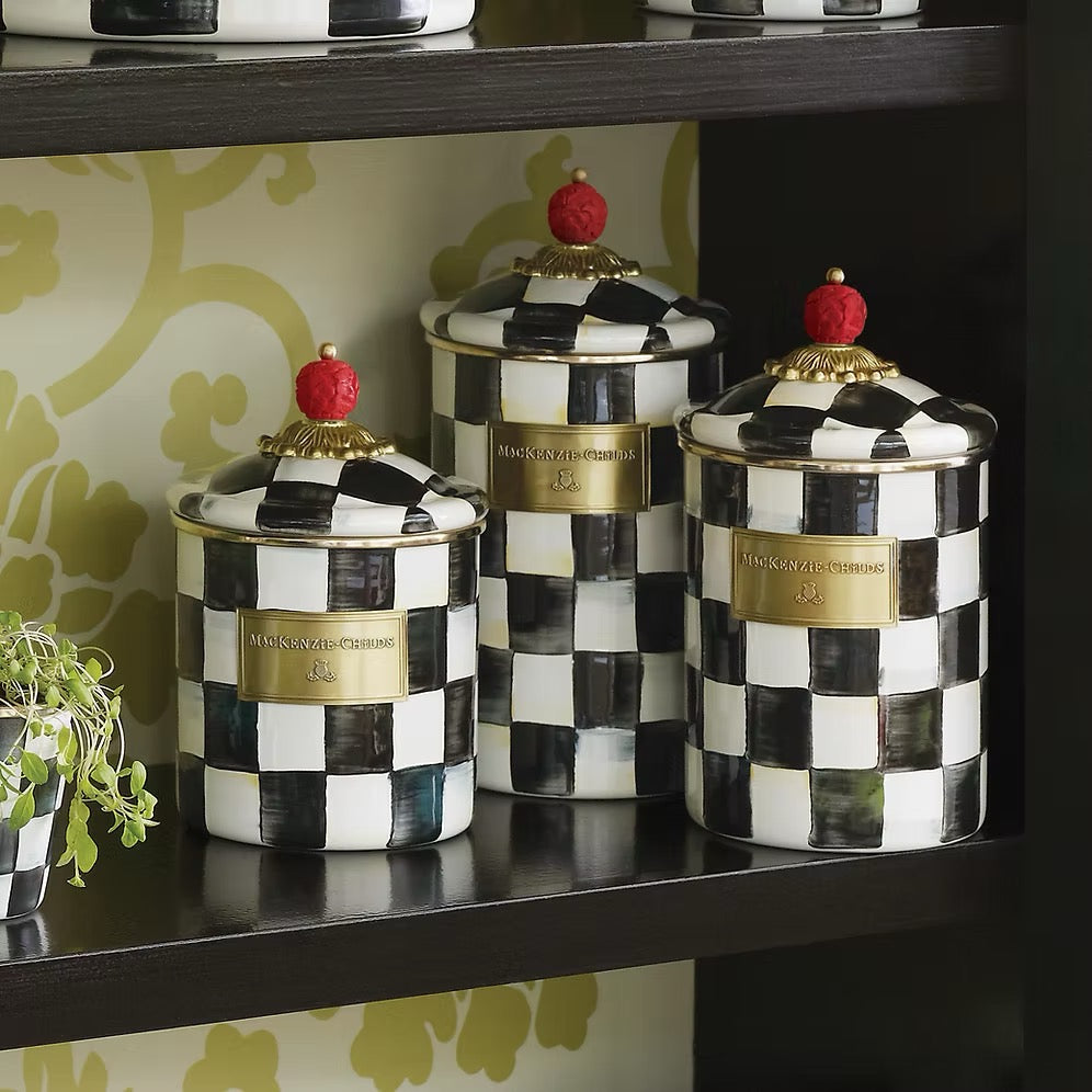 Mackenzie-Childs Courtly Check Enamel Small Canister