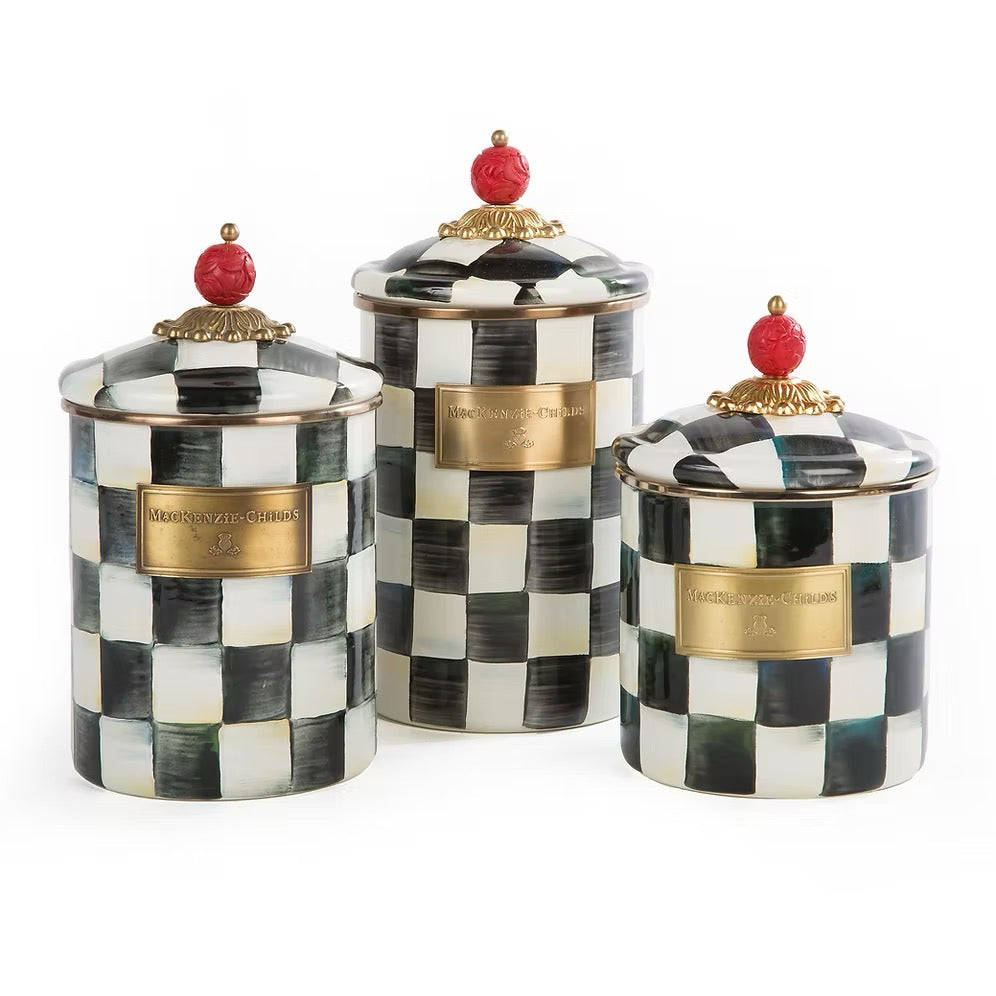 Mackenzie-Childs Courtly Check Enamel Medium Canister