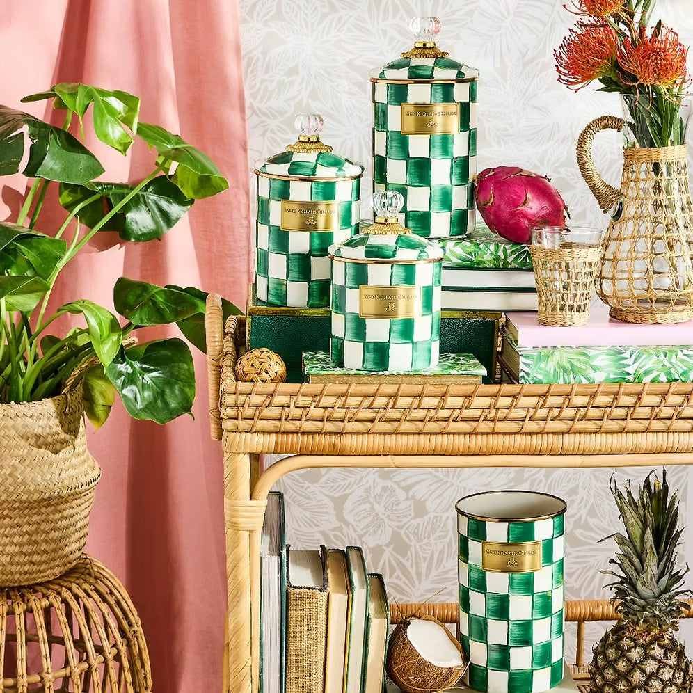 Mackenzie-Childs Emerald Check Small Canister