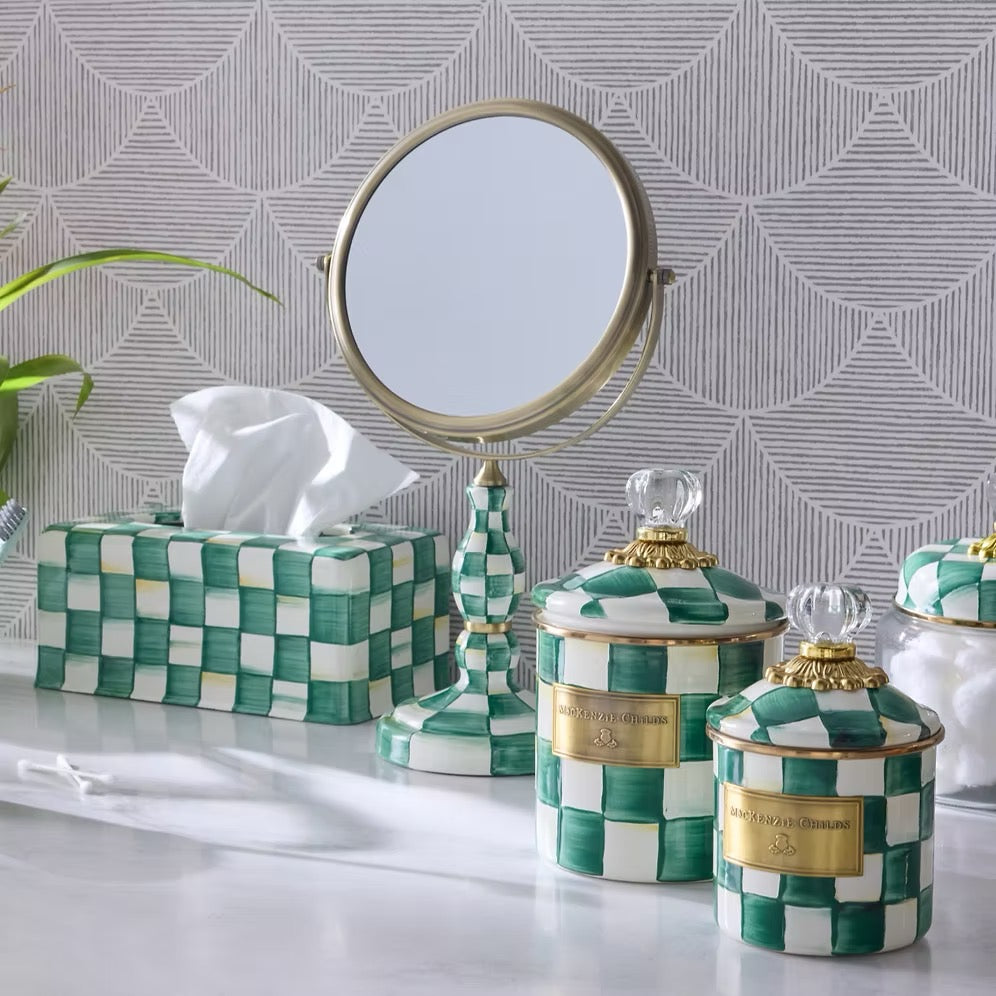 Mackenzie-Childs Emerald Check Small Canister