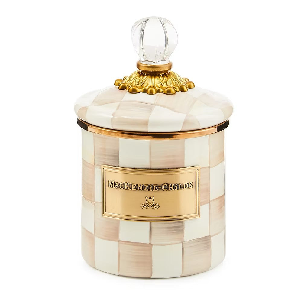 Mackenzie-Childs Mocha Check Demi Canister