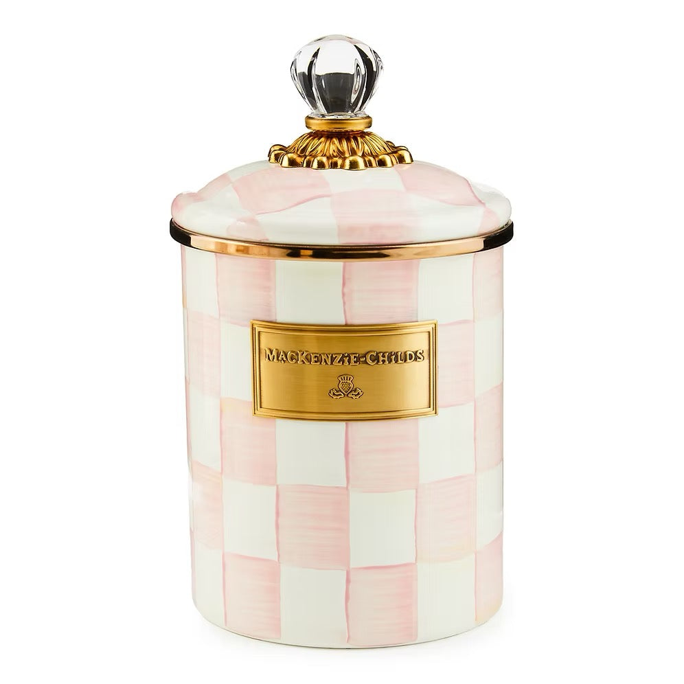 Mackenzie-Childs Rosy Check Enamel Medium Canister