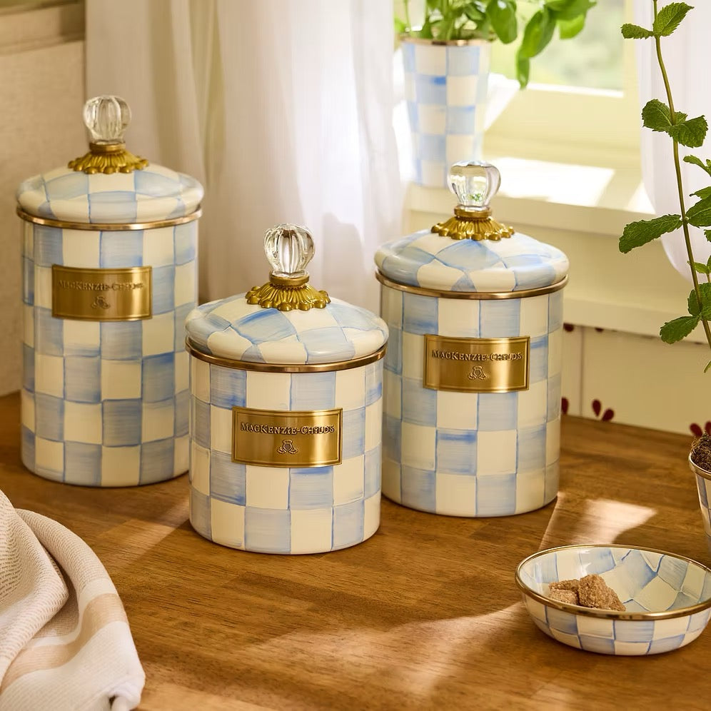 Mackenzie-Childs Sky Check Small Canister