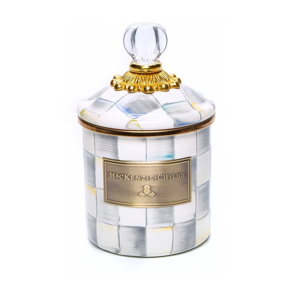 Mackenzie-Childs Sterling Check Enamel Demi Canister