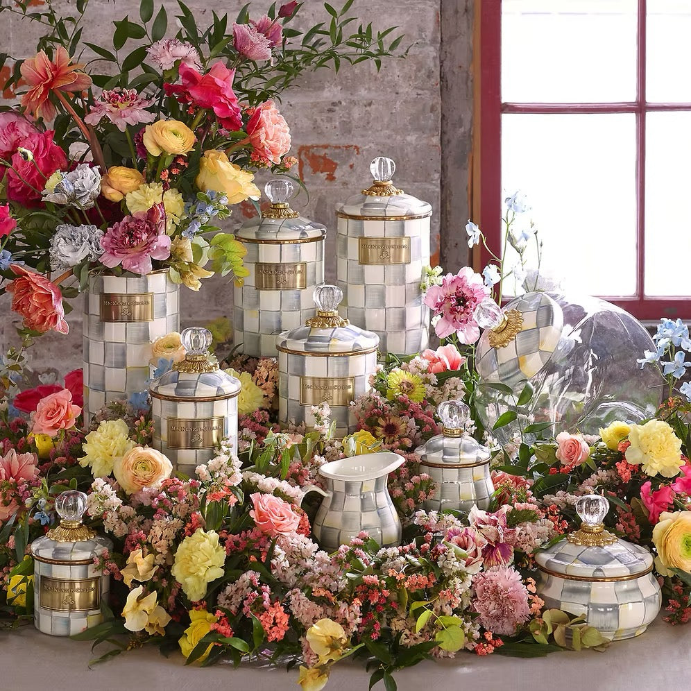 Mackenzie-Childs Sterling Check Enamel Creamer