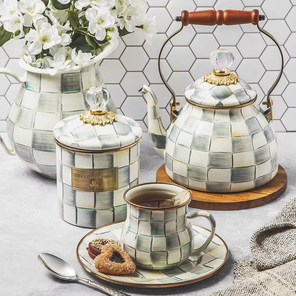Mackenzie-Childs Sterling Check Enamel Medium Canister