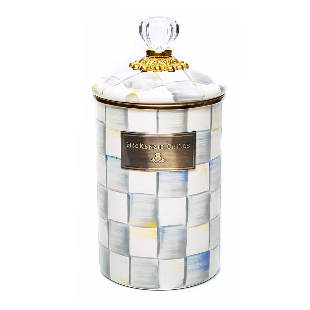 Mackenzie-Childs Sterling Check Enamel Large Canister