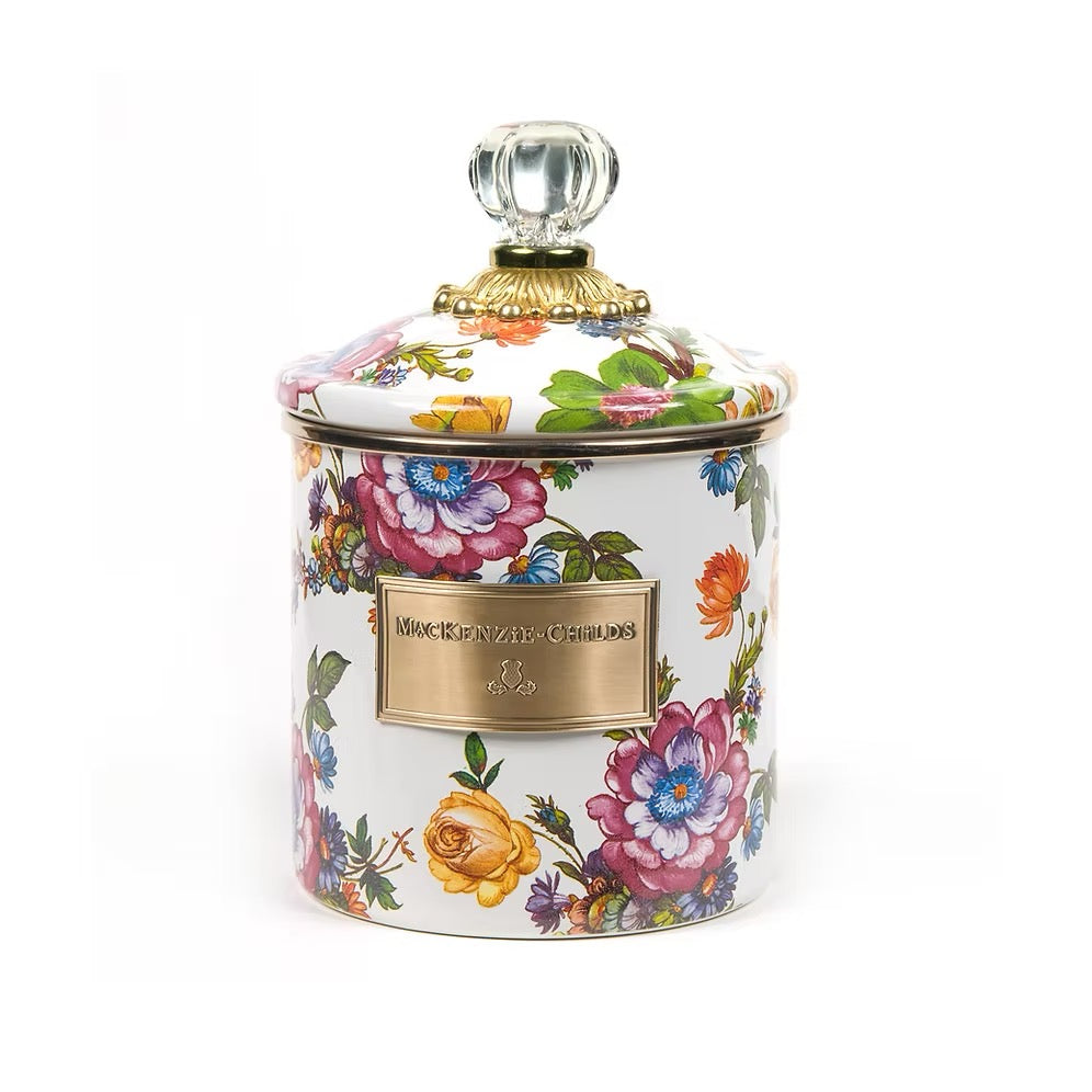 Mackenzie-Childs Flower Market White Small Canister