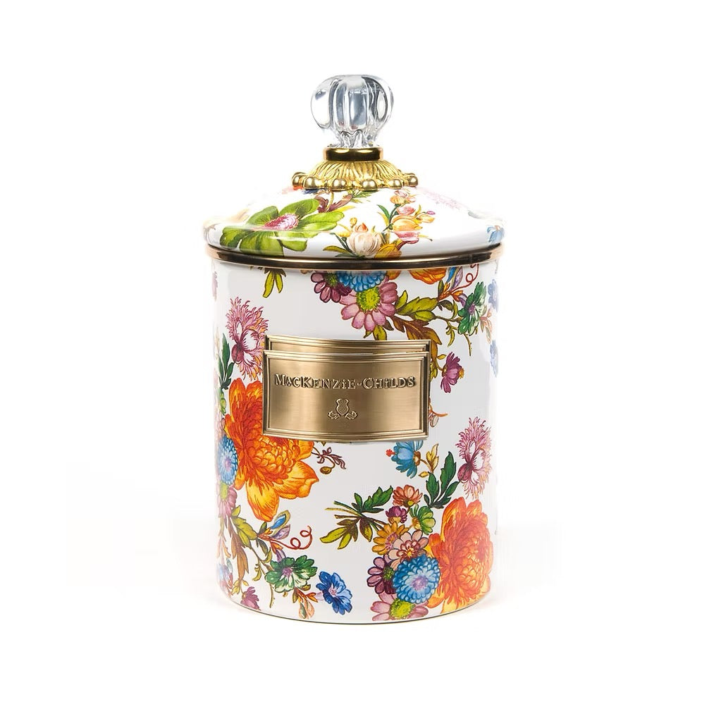 Mackenzie-Childs Flower Market White Medium Canister