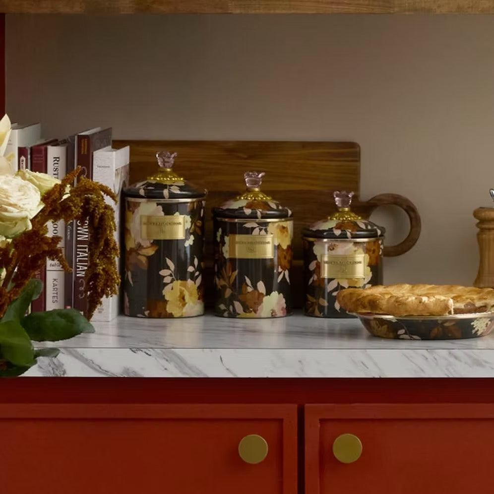 Mackenzie-Childs Wild Rose Brown Medium Canister