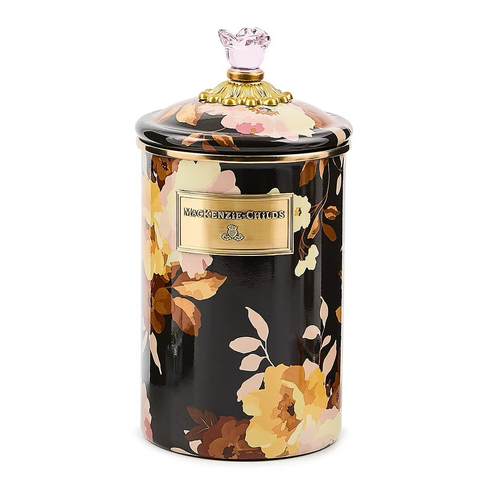 Mackenzie-Childs Wild Rose Brown Large Canister