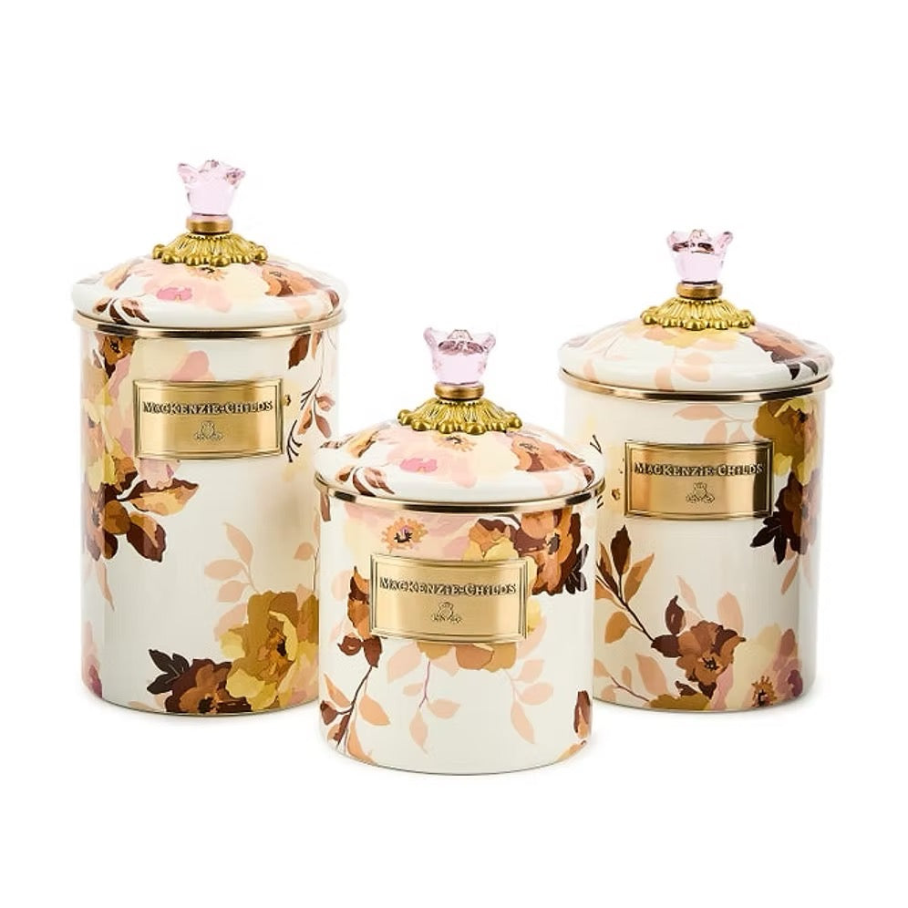 Mackenzie-Childs Wild Rose White Large Canister