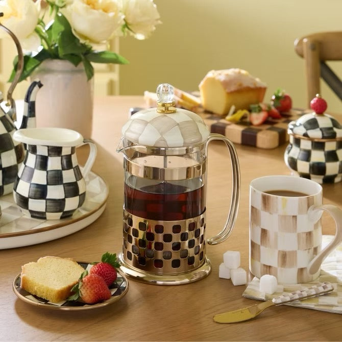 Mackenzie-Childs Mocha Check French Press