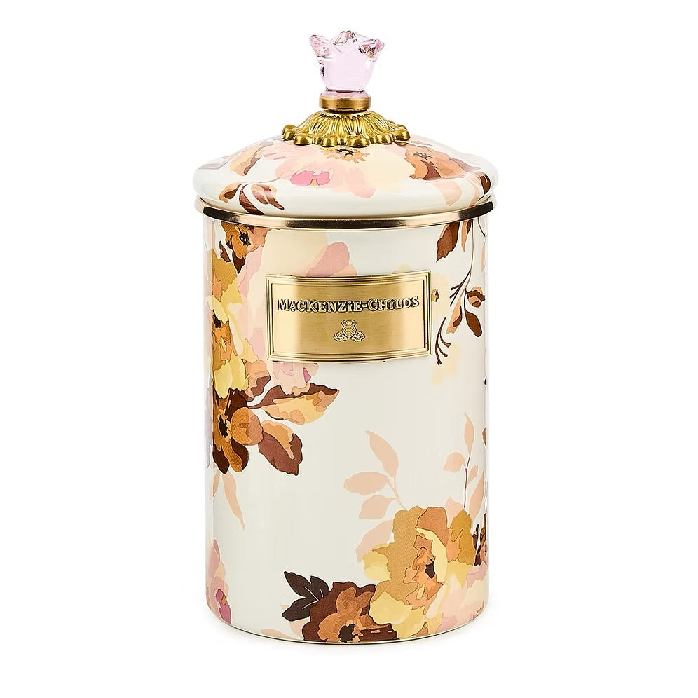 Mackenzie-Childs Wild Rose White Large Canister