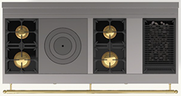  (K5) 2 gas burners (small burner at the back), 1 gas French Top, 2 gas burners (small burner at the back), 1 gas lava-rock grill