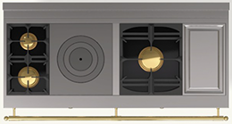  (K7) 2 Gas Burners (small burner at the back), 1 Gas French Top, 1 Maxi Gas Burner, 1 Small Electric Teppanyaki